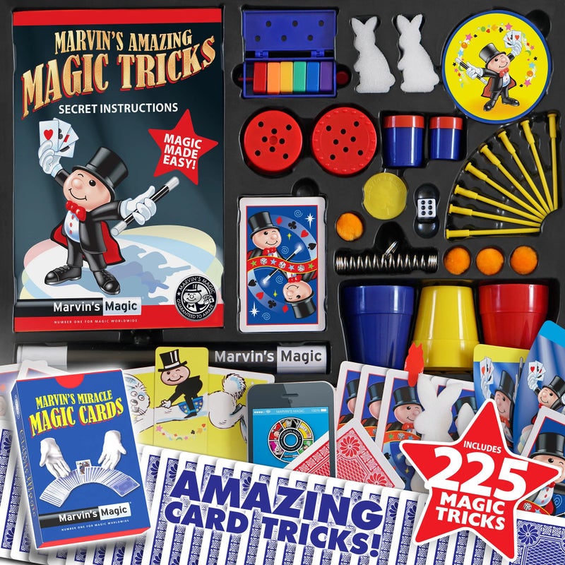 Marvins Magic Marvin’s Magic Deluxe Edition – 225 Amazing Magic Tricks Set for Kids, Complete Magician Kit with Props, Cards & Video Instructions - Image 2